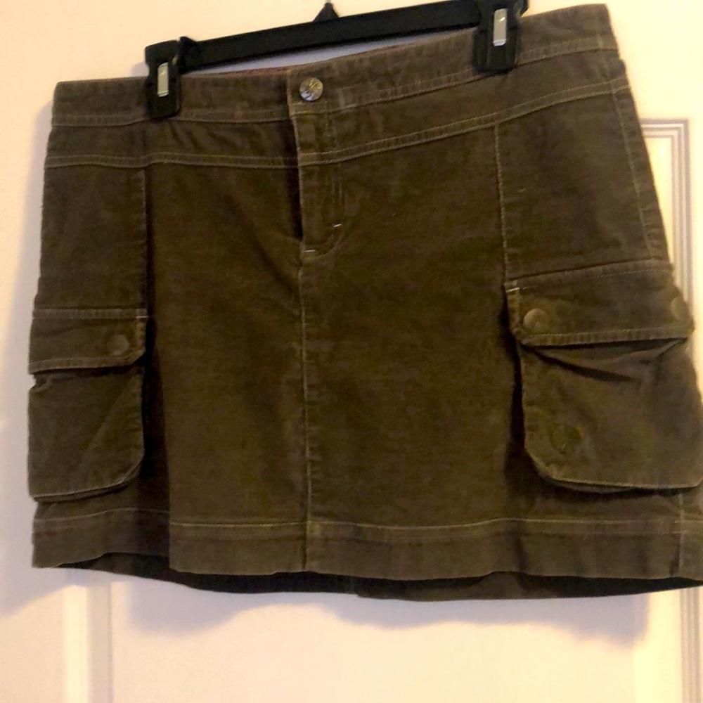 Athleta size 10 corduroy brown/green mini skirt